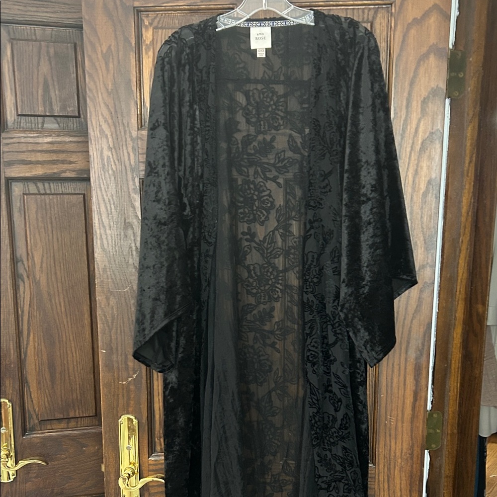 Knox Rose Black Sheer velvet Cardigan